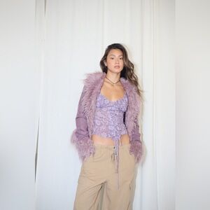 Lavender Faux Fur and Suede Coat